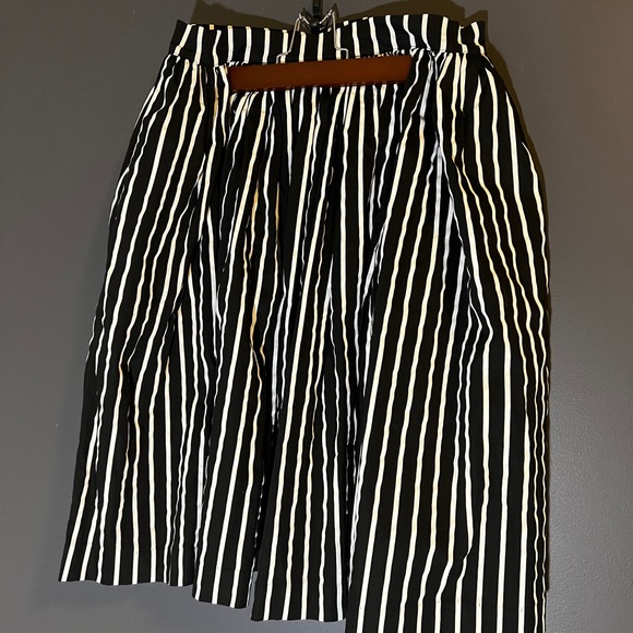 Pinup Girl Clothing Jenny Skirt in Black & White Stripes - Picture 2 of 6